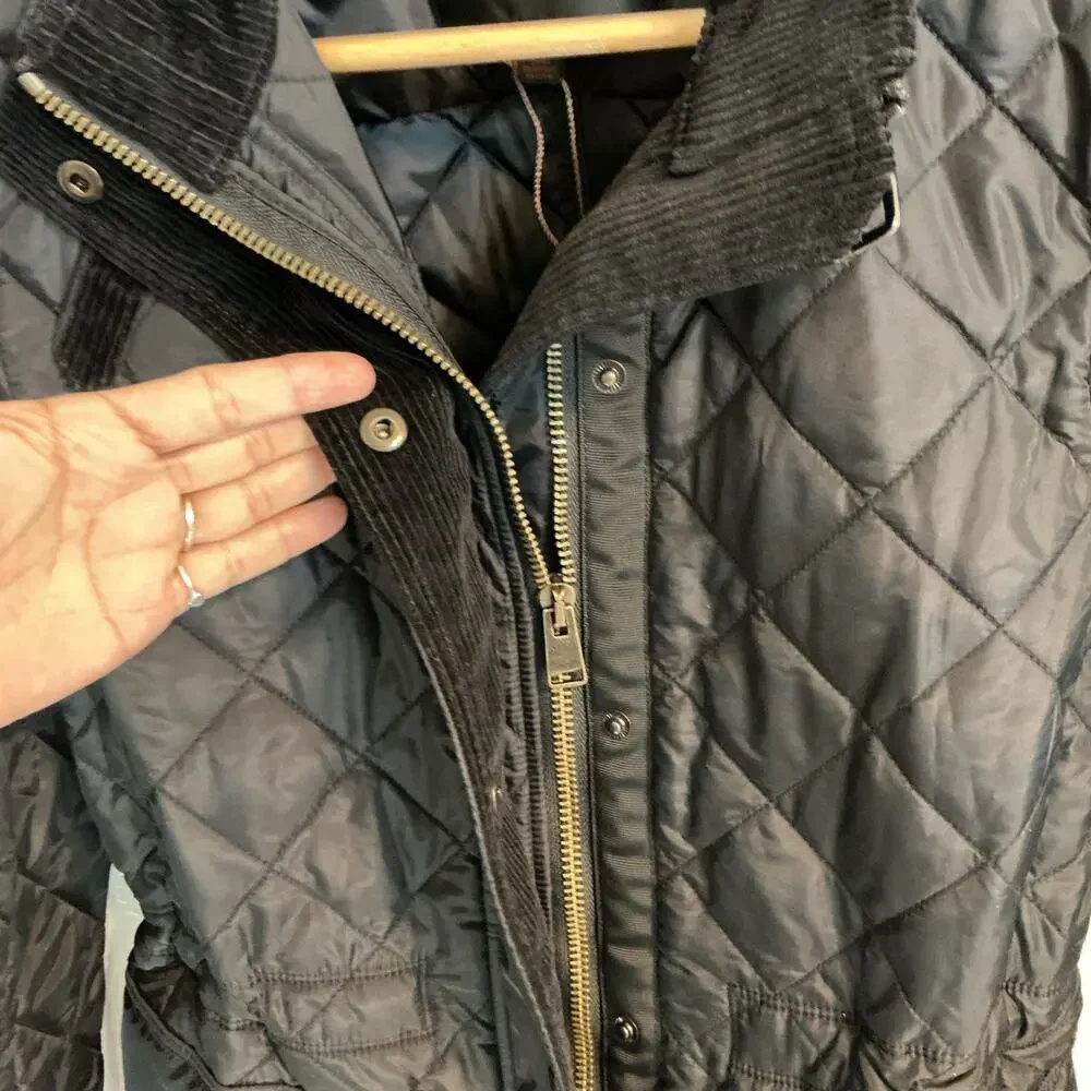 Coach Puffer Quilted Lightweight‎ Cinched Waist Black Jacket Women's Medium NWT